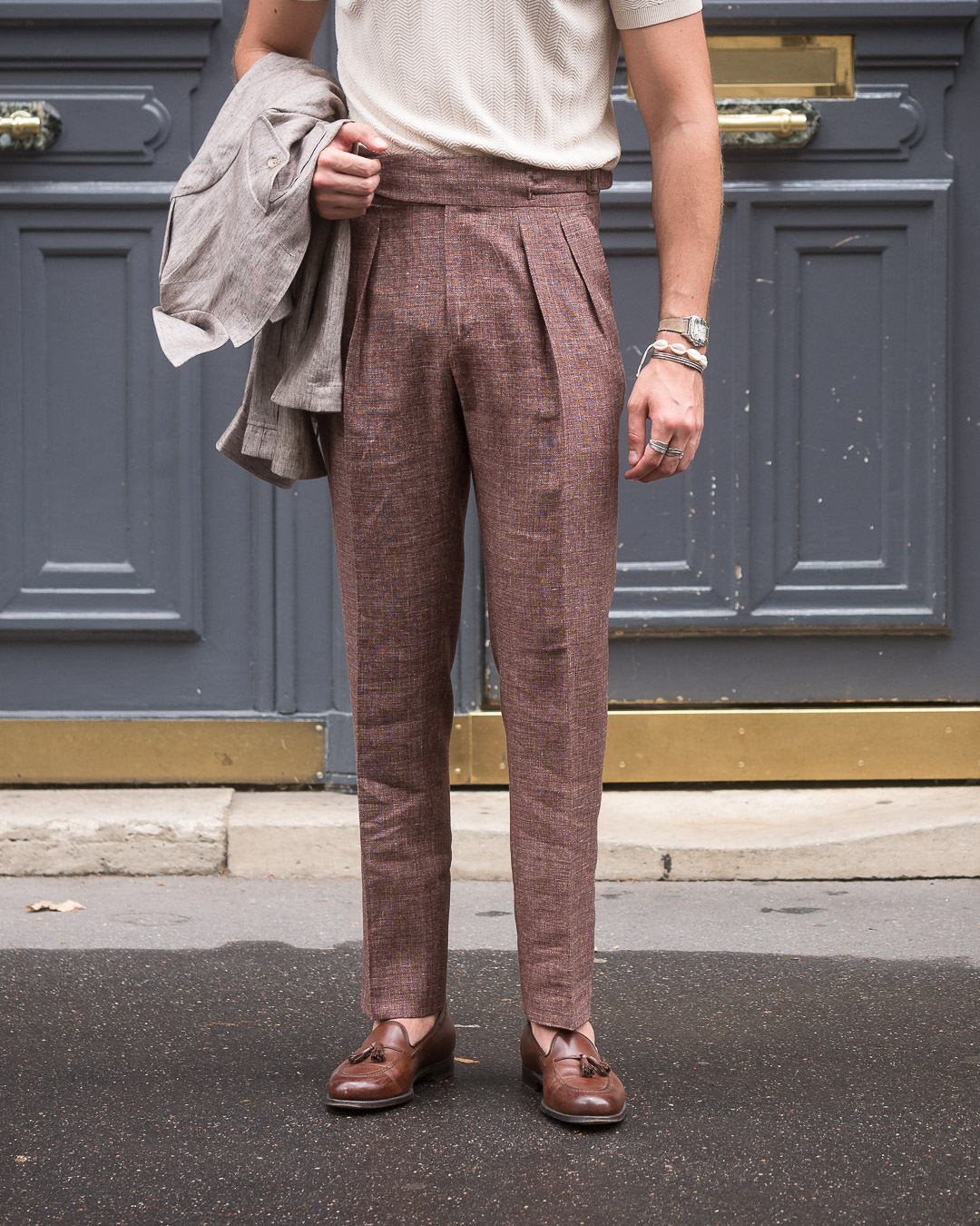 Rubinacci Manny Tapered Pleated Linen Trousers, $215 | MR PORTER | Lookastic