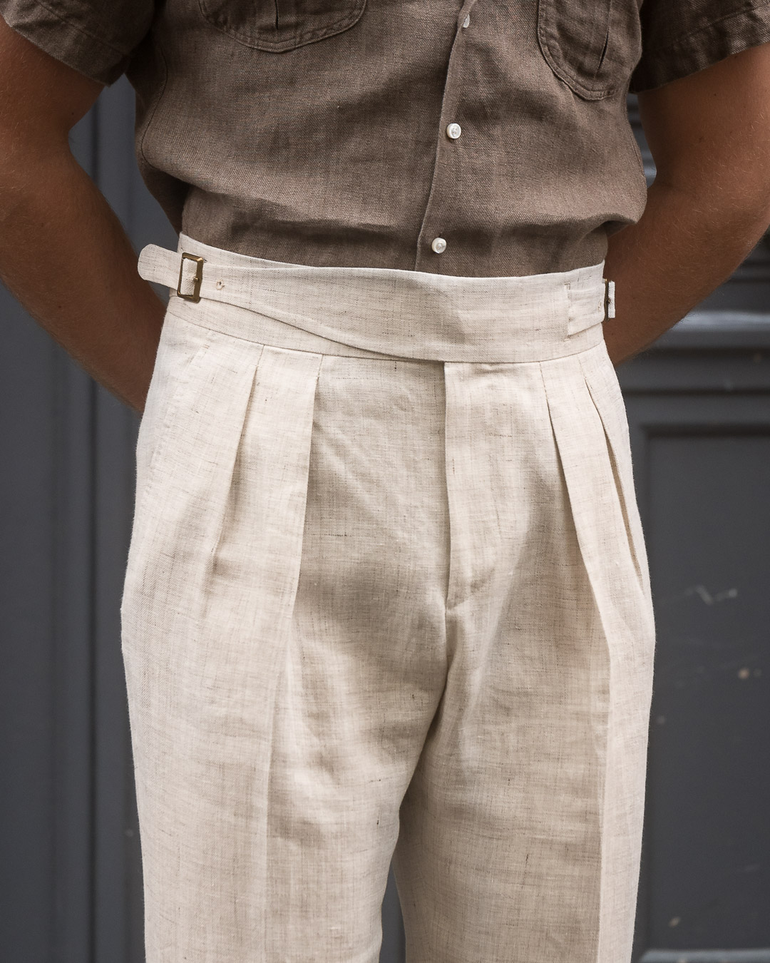 Buy Rubinacci Tapered Pleated Herringbone Linen Trousers It 56 - Neutrals  At 60% Off | Editorialist