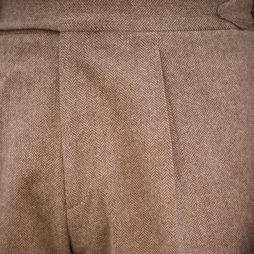 Pantalon Coupe Une Pince S3 / Tweed Chevron en Poil de Chameau