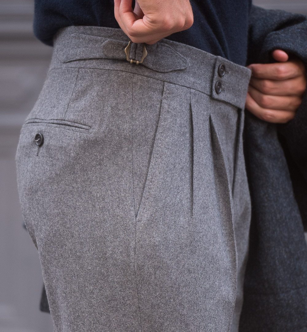 S4 Double Pleat Cut Trousers / Wool Flannel