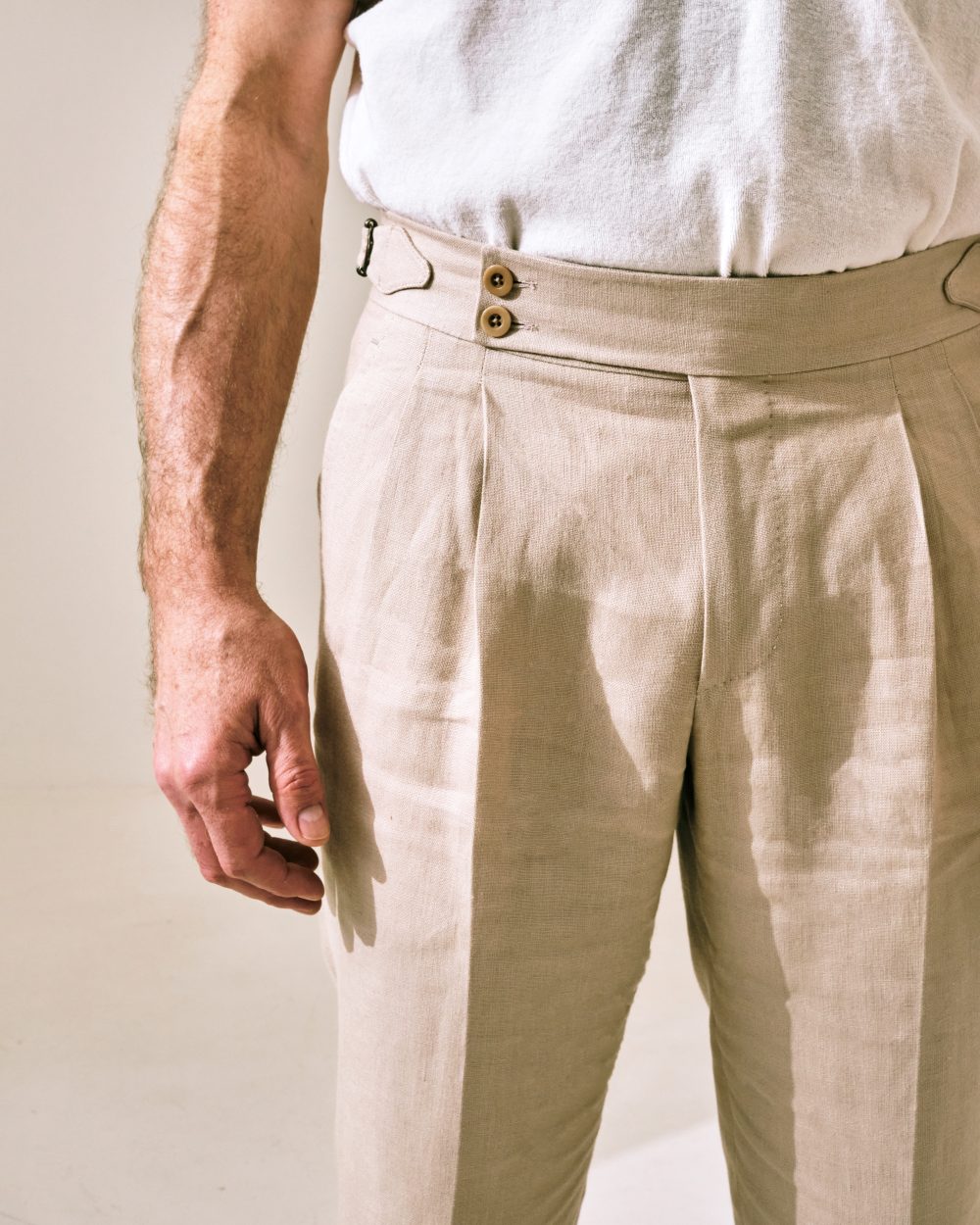 S4 Two Pleats Cut Trousers / Monte-Carlo Linen