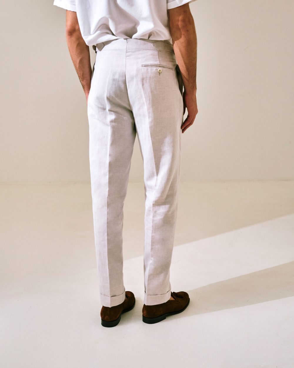 S3 One Pleat Trousers / Herringbone Cotton Linen