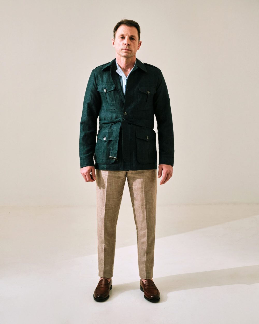 S3 One Pleat Trousers / Wool & Linen Hopsack