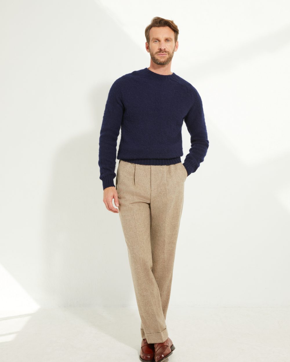 Crew-neck Sweater / Shaggy Shetland Wool