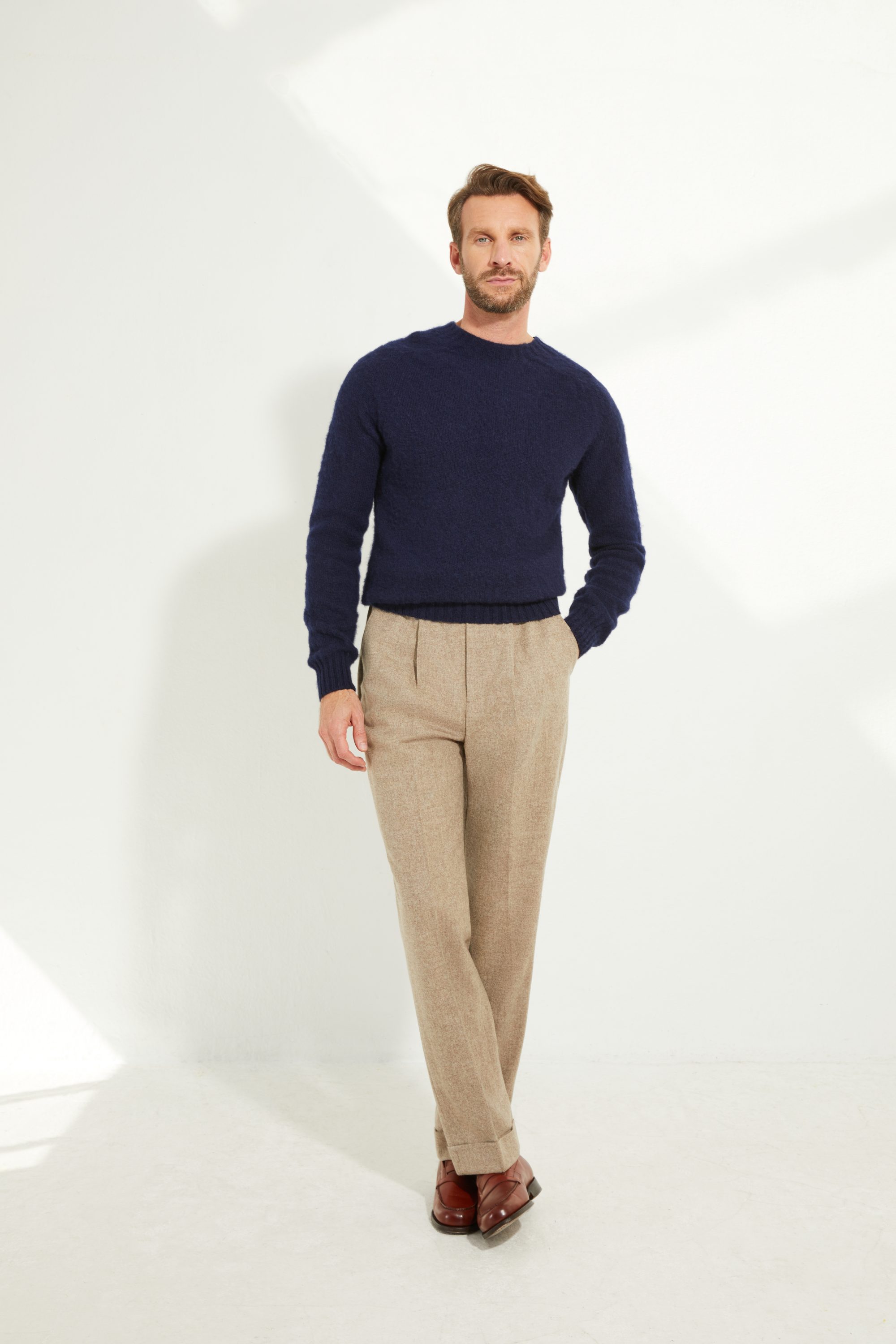 Crew-neck Sweater / Shaggy Shetland Wool