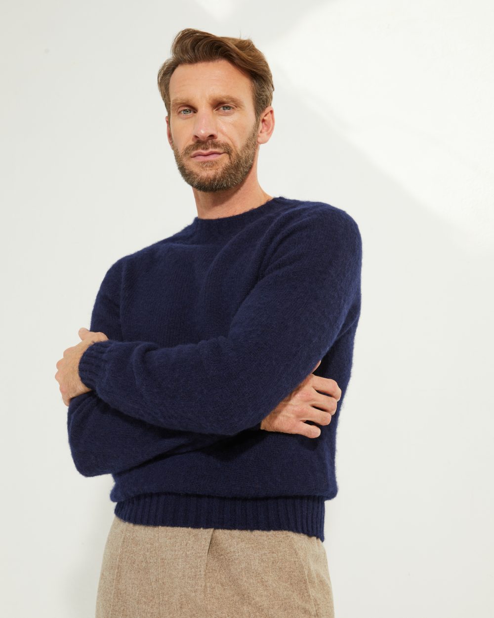 Crew-neck Sweater / Shaggy Shetland Wool