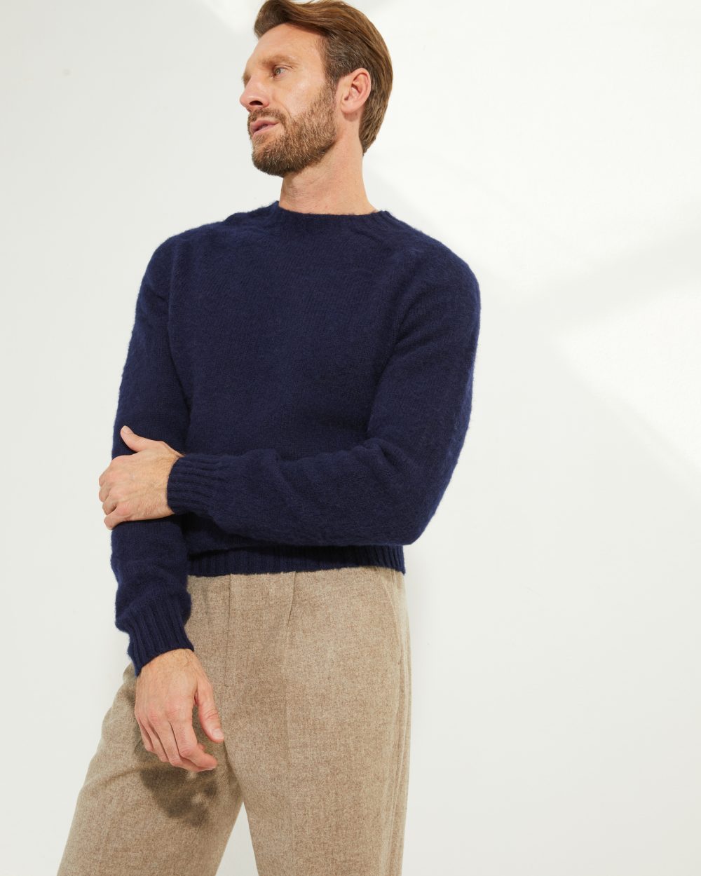 Crew-neck Sweater / Shaggy Shetland Wool