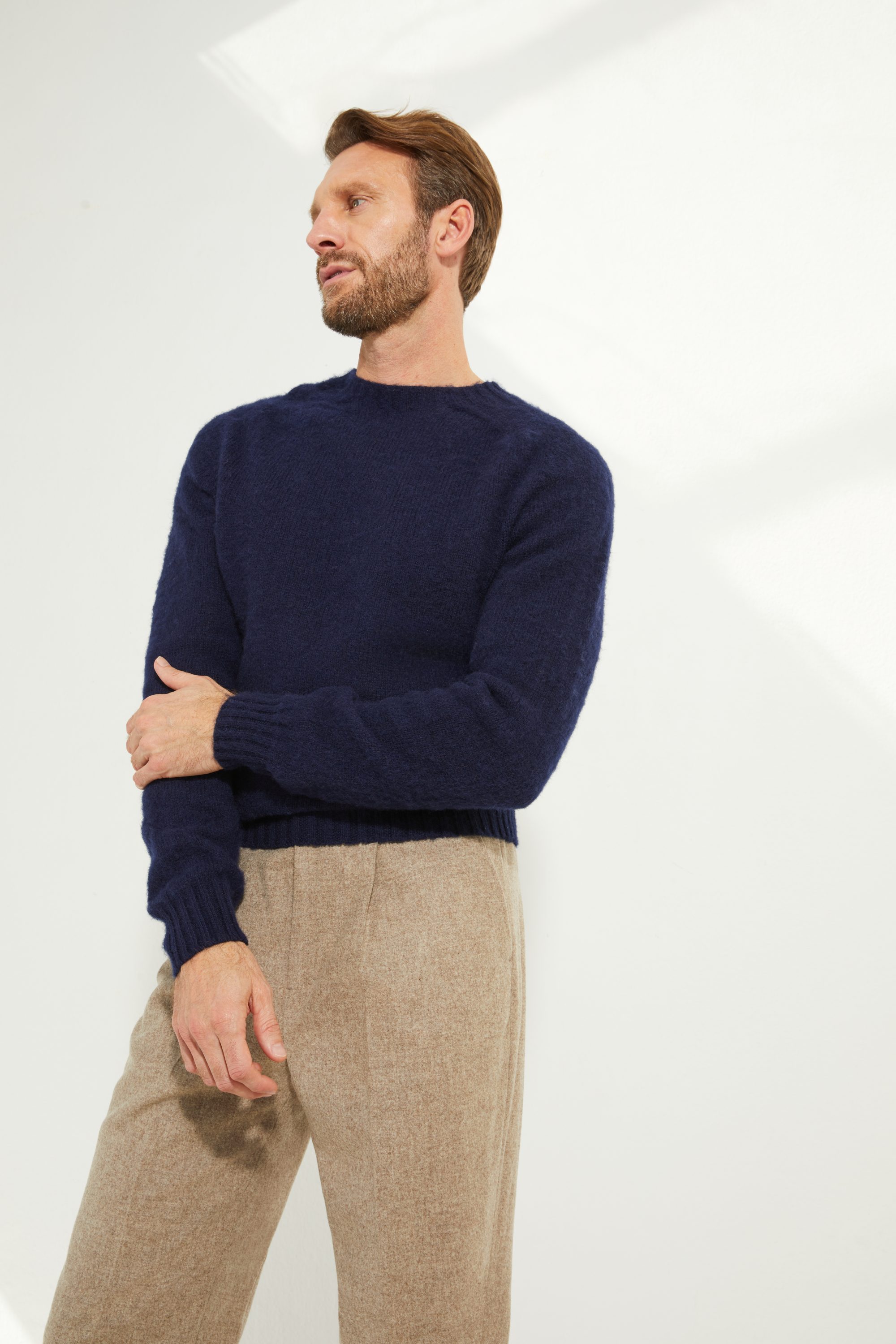 Crew-neck Sweater / Shaggy Shetland Wool