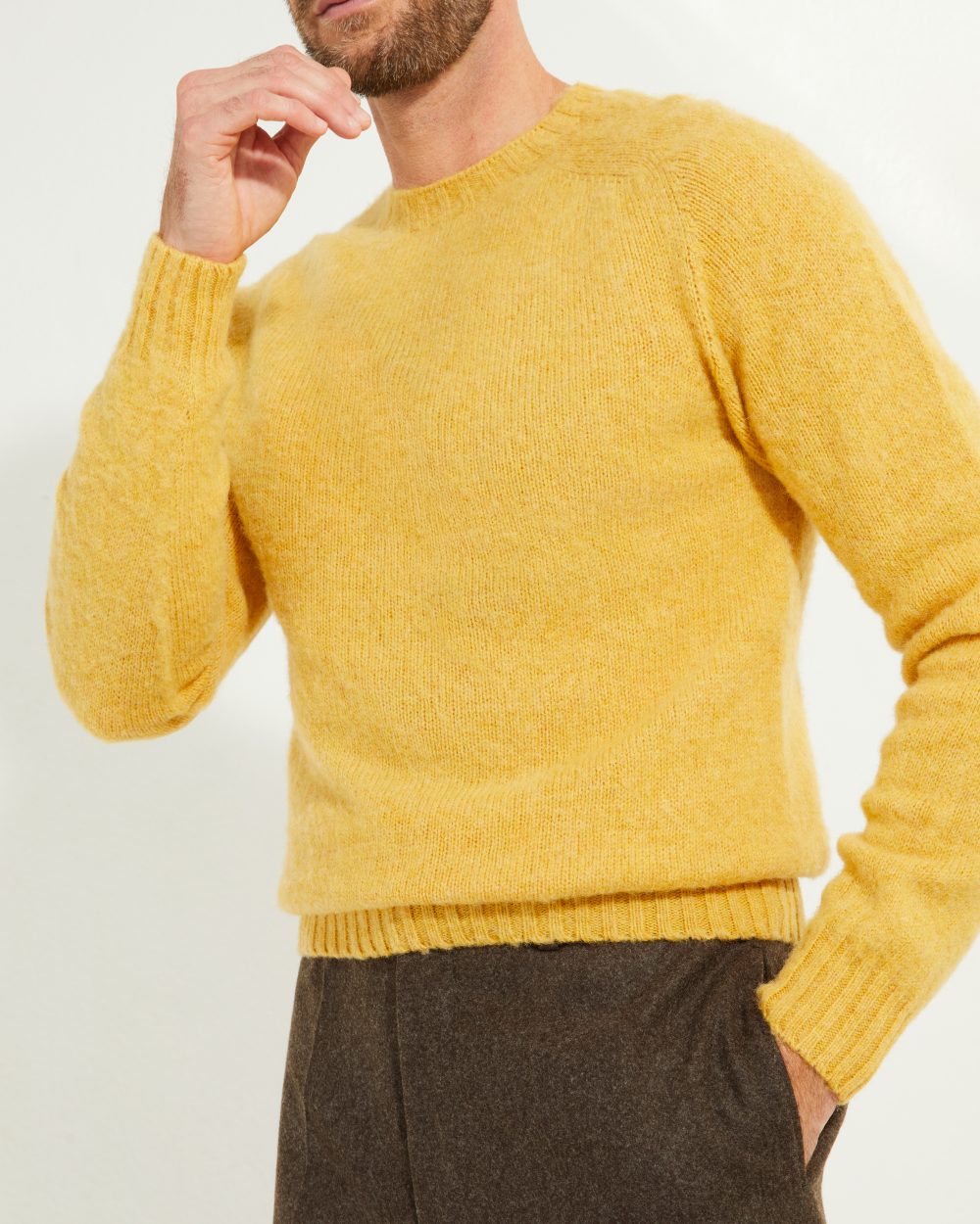 Crew-neck Sweater / Shaggy Shetland Wool