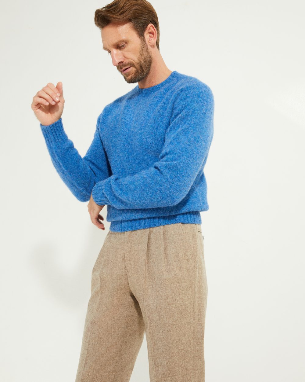 Crew-neck Sweater / Shaggy Shetland Wool