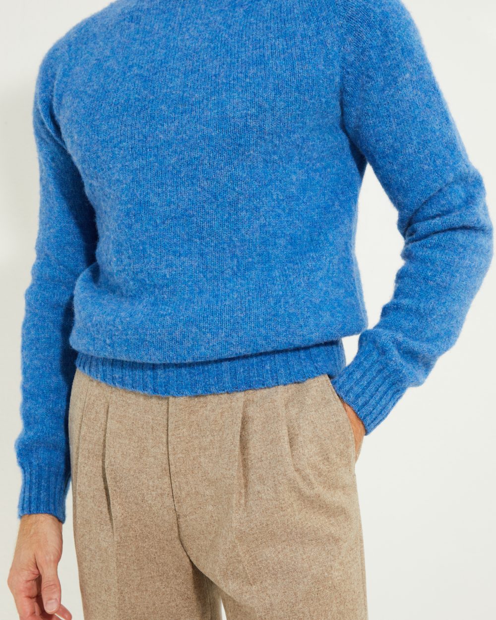 Crew-neck Sweater / Shaggy Shetland Wool
