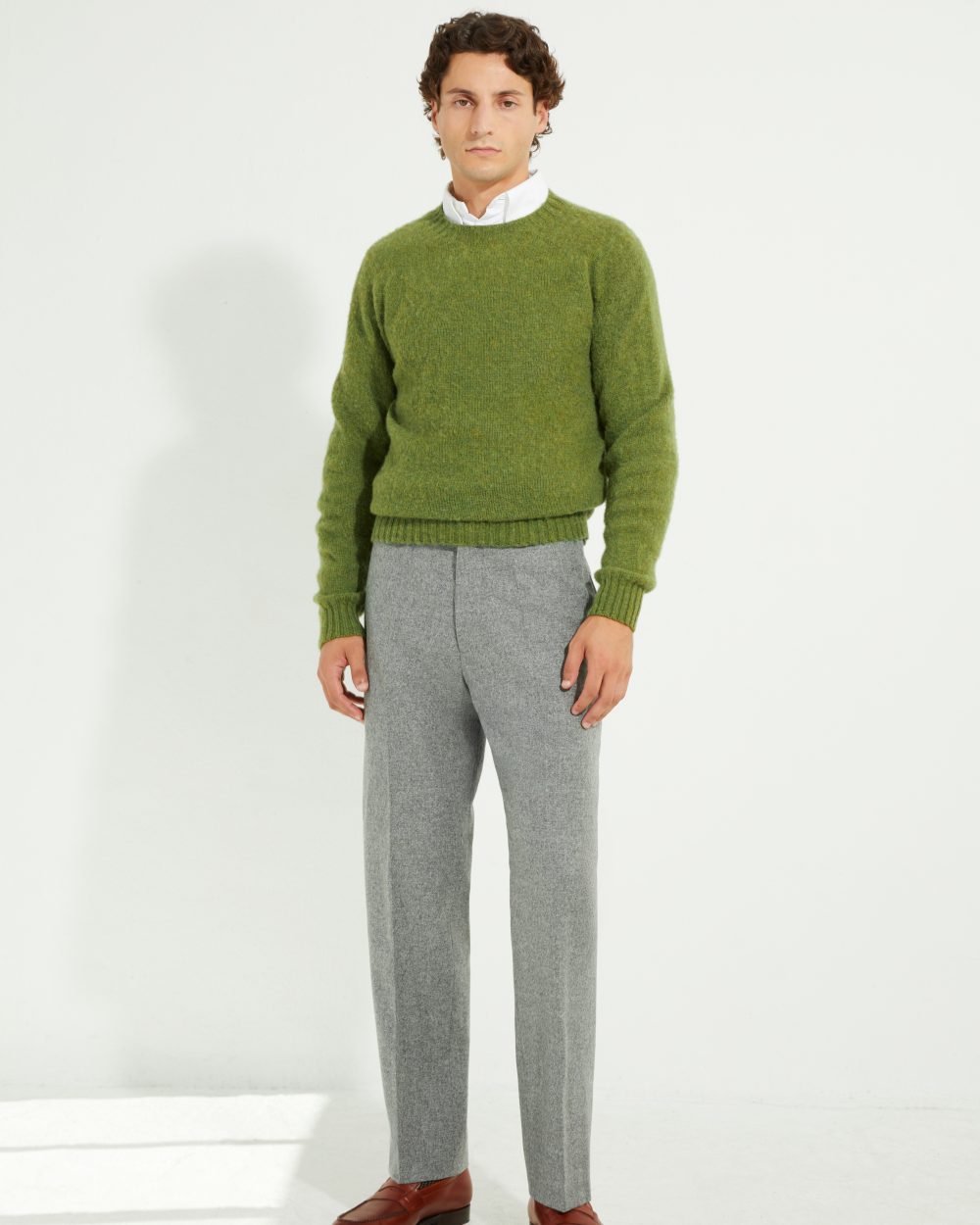 Crew-neck Sweater / Shaggy Shetland Wool