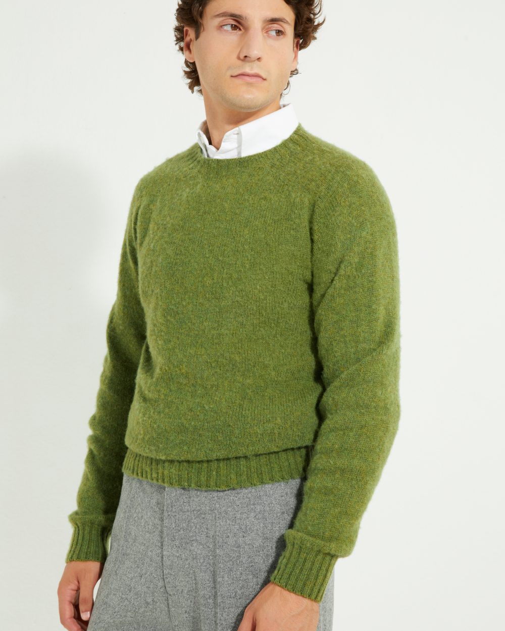 Crew-neck Sweater / Shaggy Shetland Wool