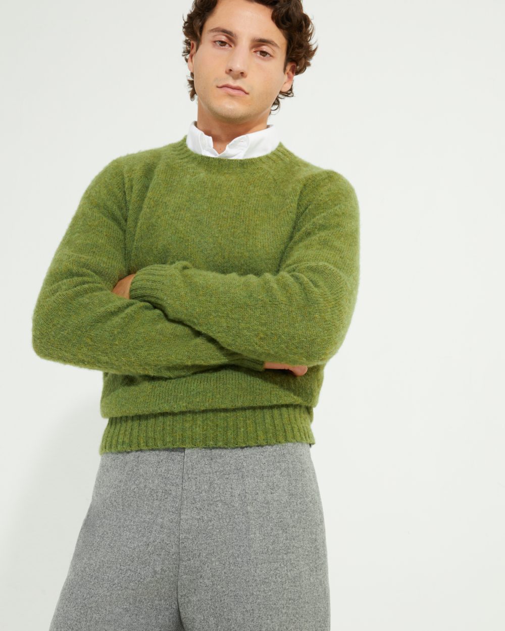 Crew-neck Sweater / Shaggy Shetland Wool