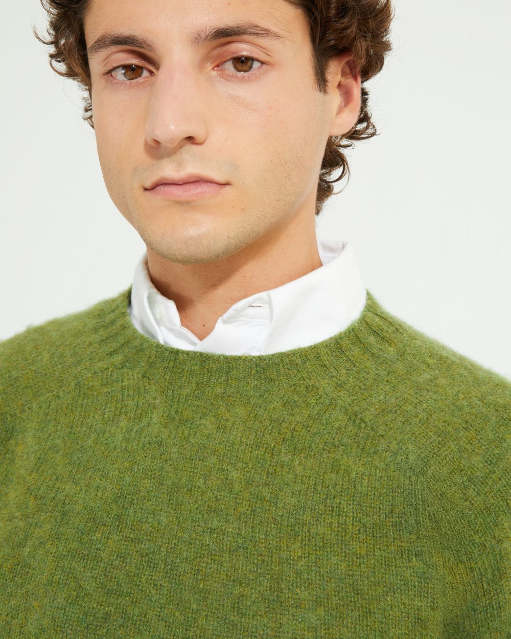Crew-neck Sweater / Shaggy Shetland Wool