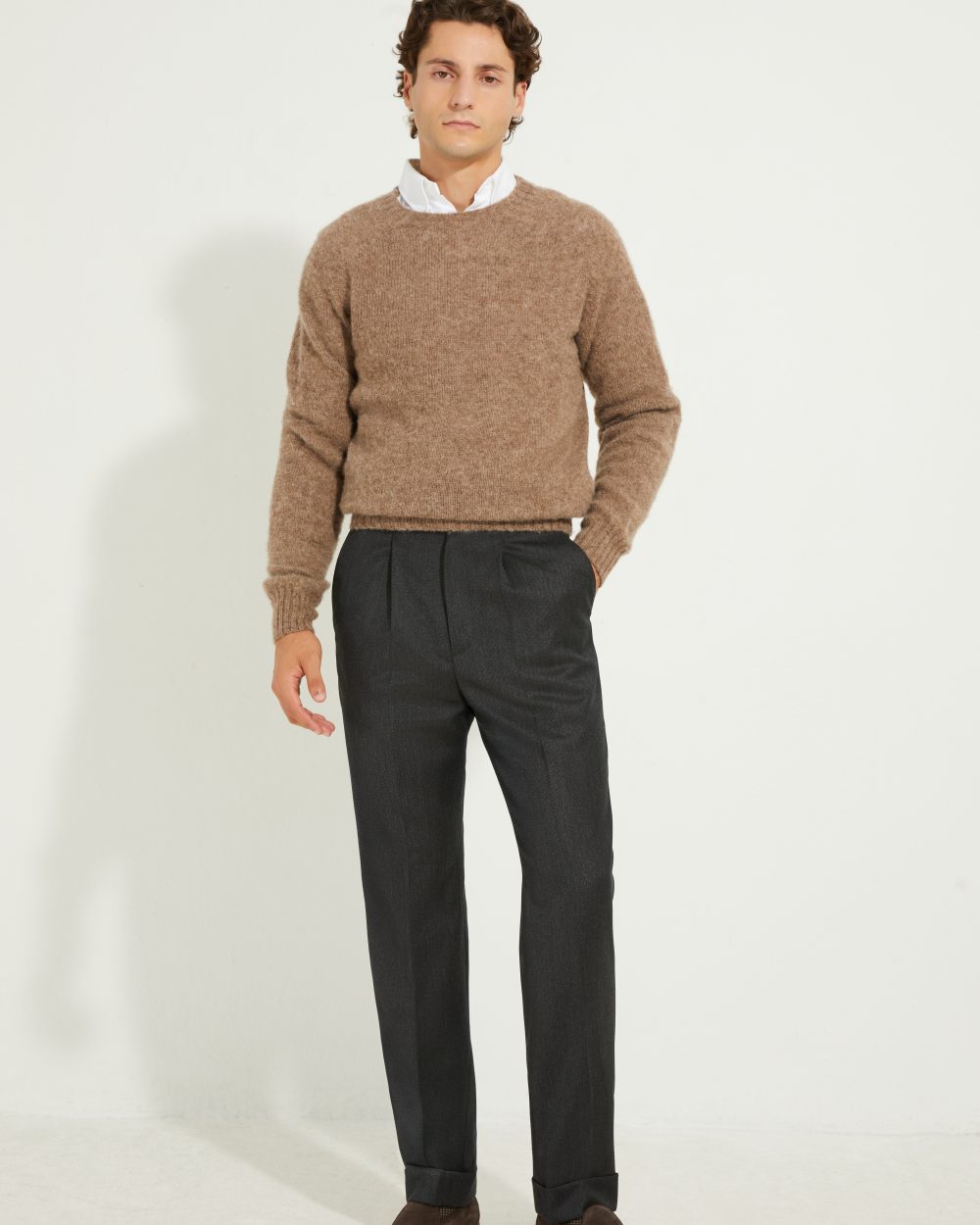 Crew-neck Sweater / Shaggy Shetland Wool