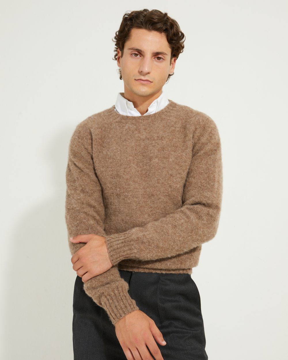 Crew-neck Sweater / Shaggy Shetland Wool