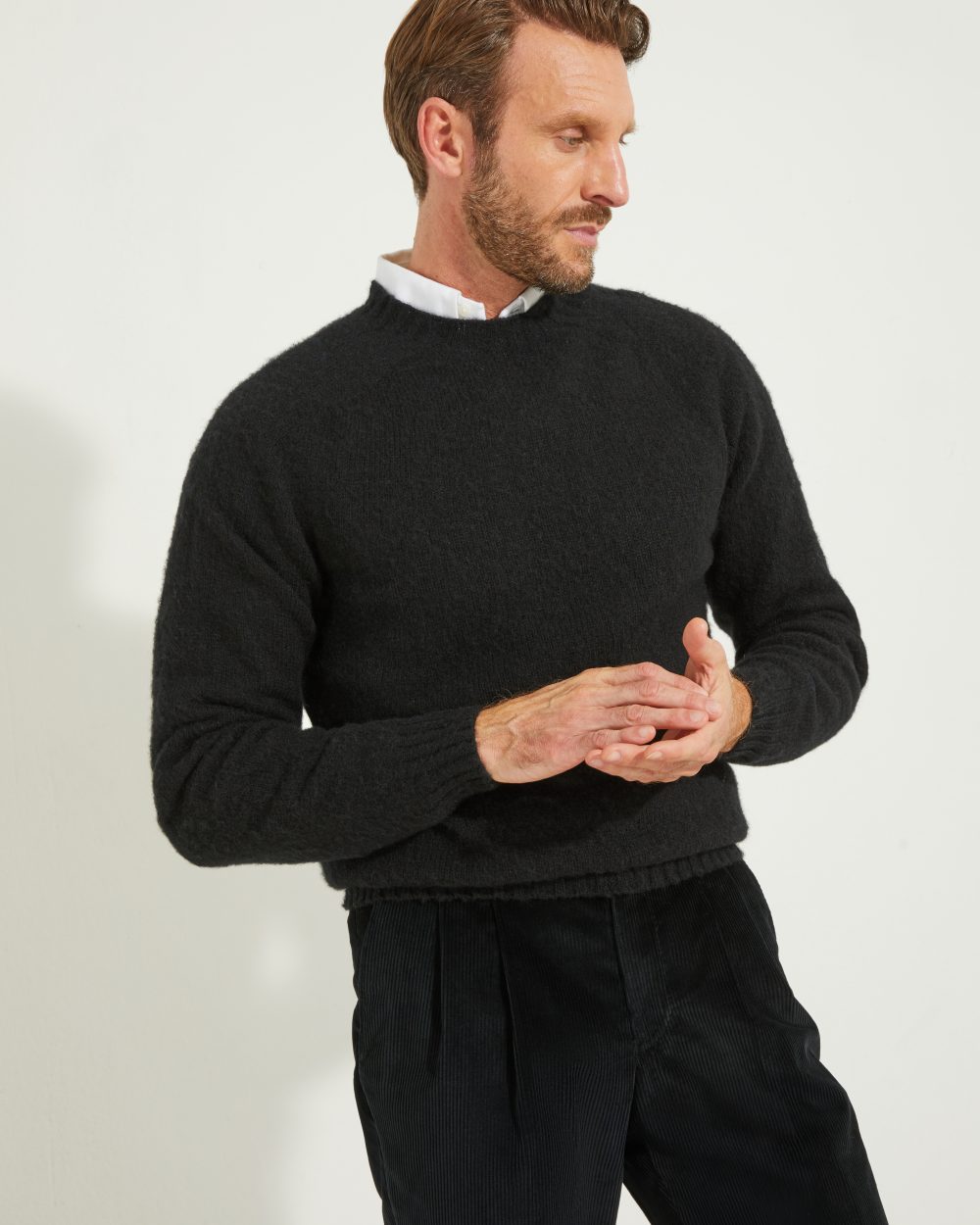 Crew-neck Sweater / Shaggy Shetland Wool