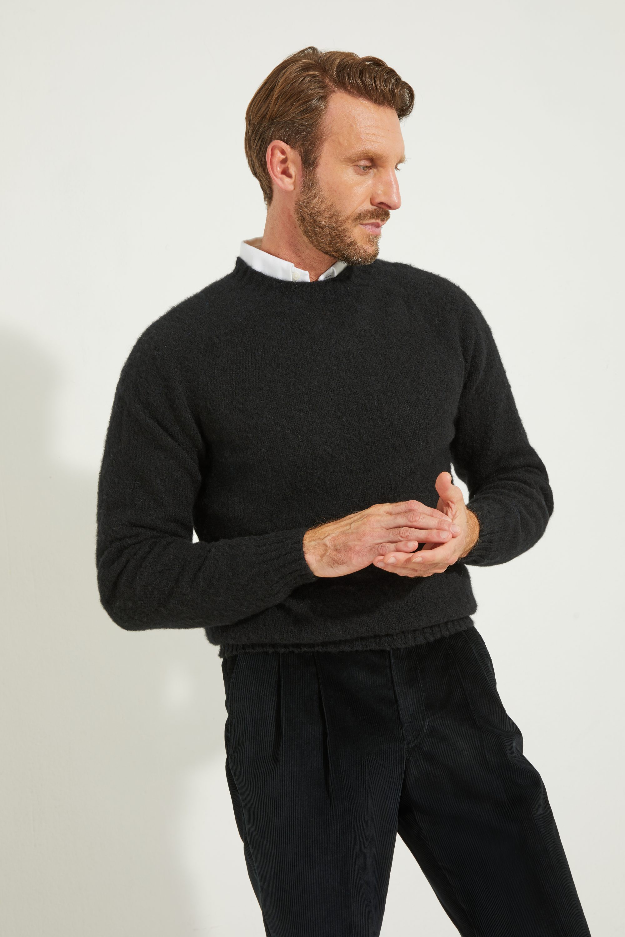 Crew-neck Sweater / Shaggy Shetland Wool