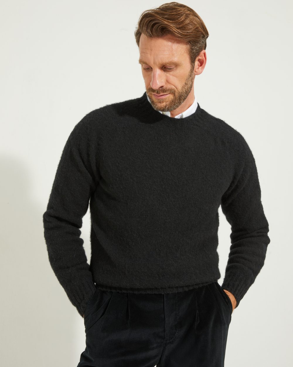Crew-neck Sweater / Shaggy Shetland Wool