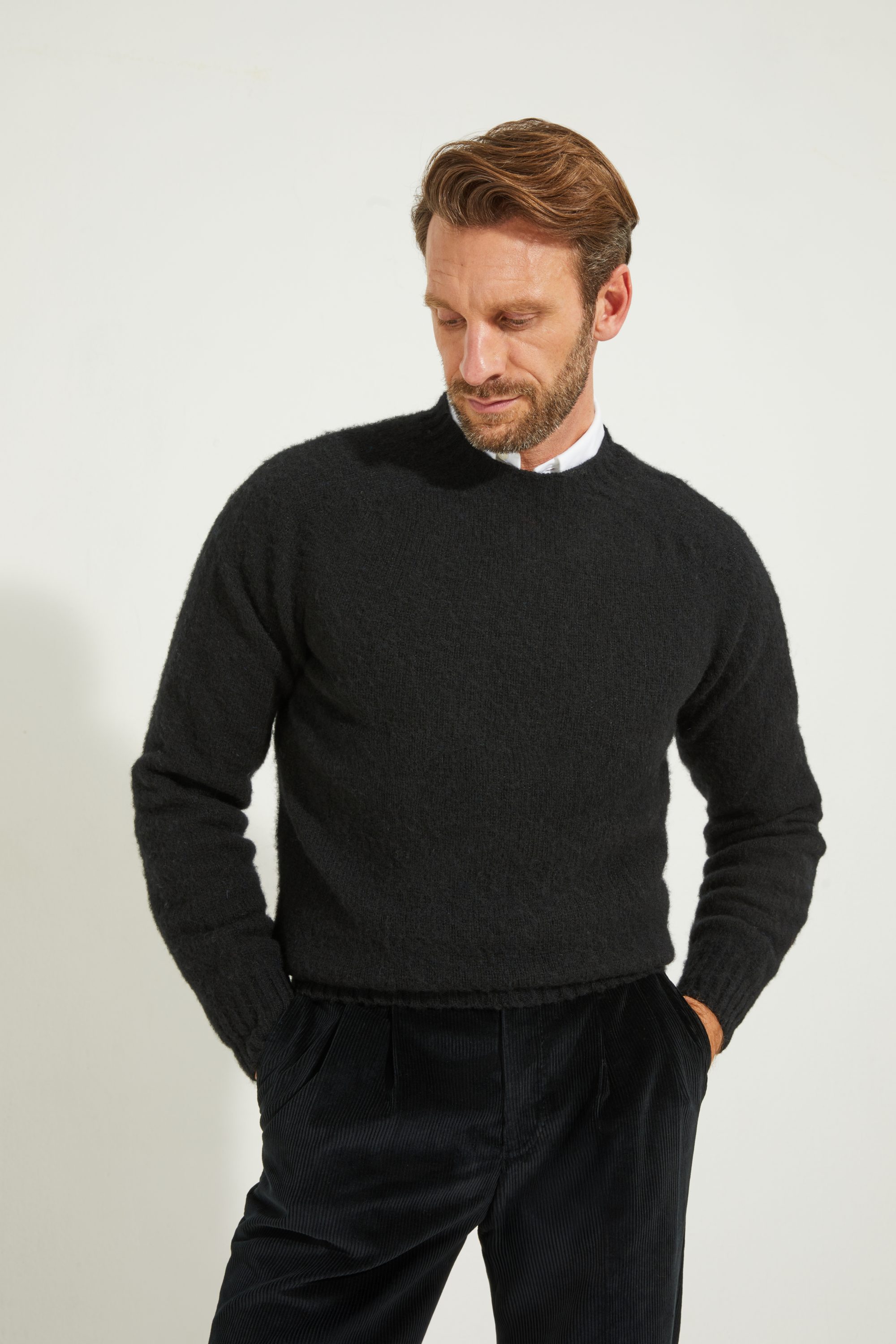 Crew-neck Sweater / Shaggy Shetland Wool