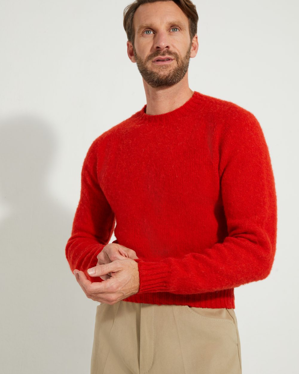 Crew-neck Sweater / Shaggy Shetland Wool