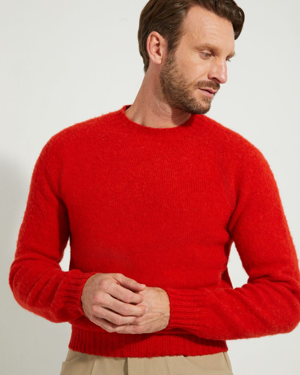 Crew-neck Sweater / Shaggy Shetland Wool