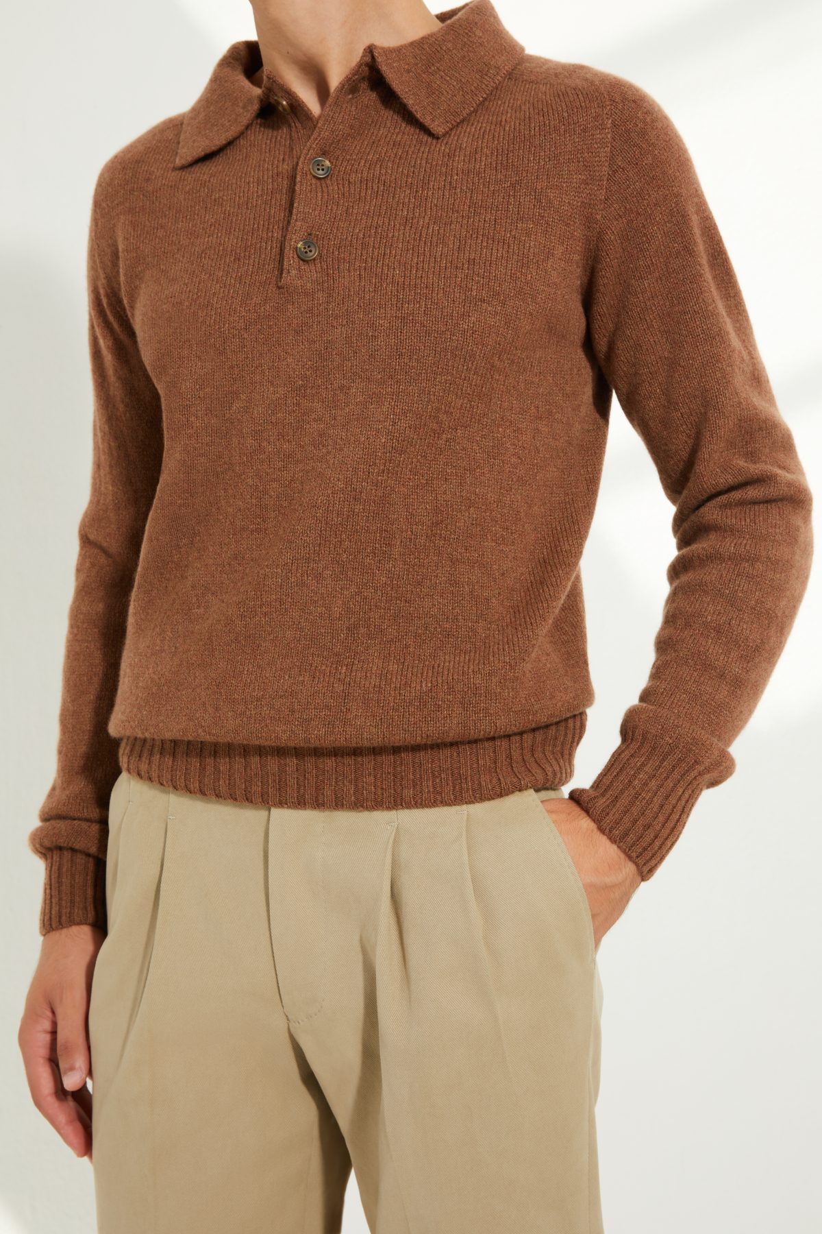 Polo / Laine Shetland - Marron, M