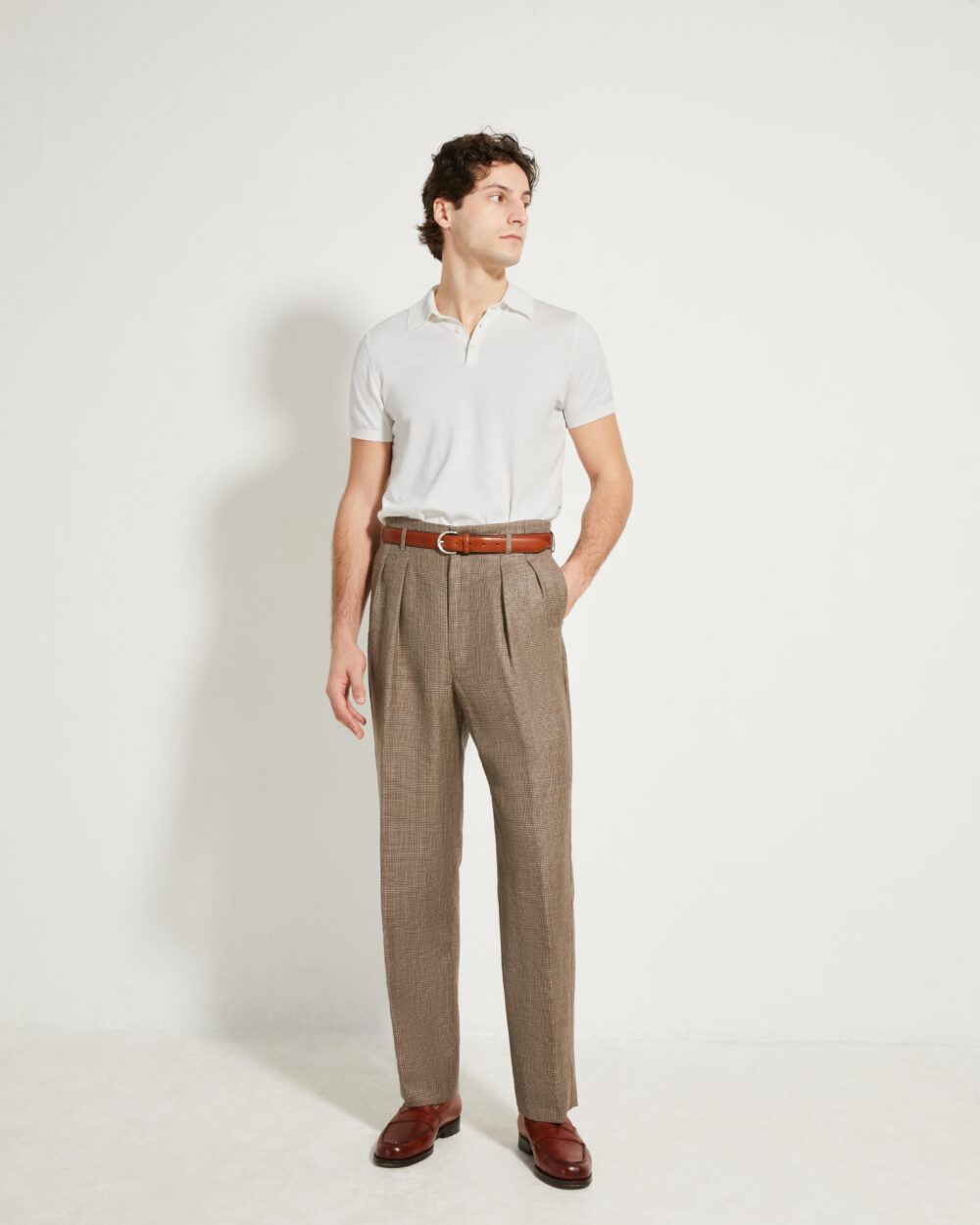 Hollywood Trousers / Wool & Linen Prince of Wales