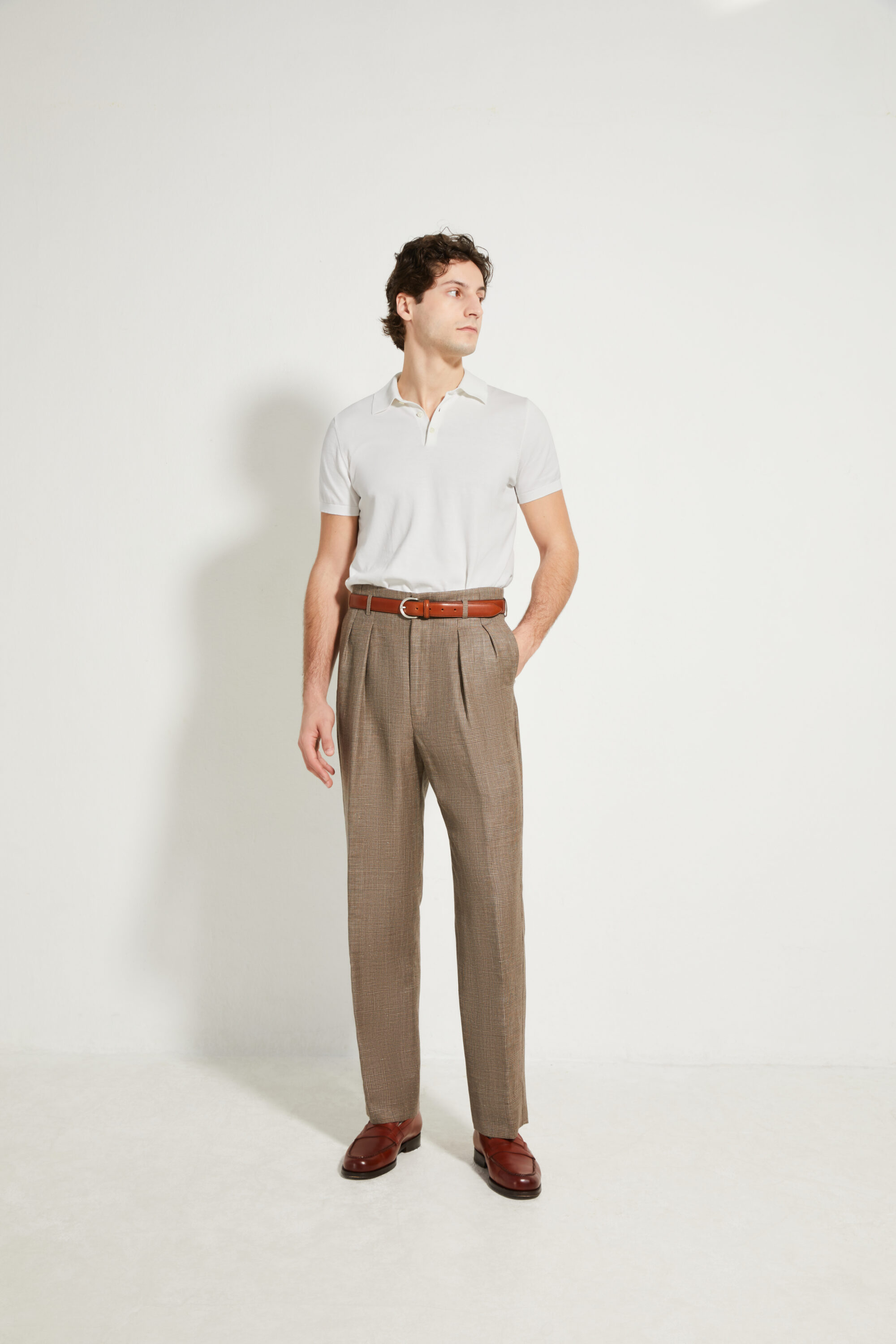 Hollywood Trousers / Wool & Linen Prince of Wales