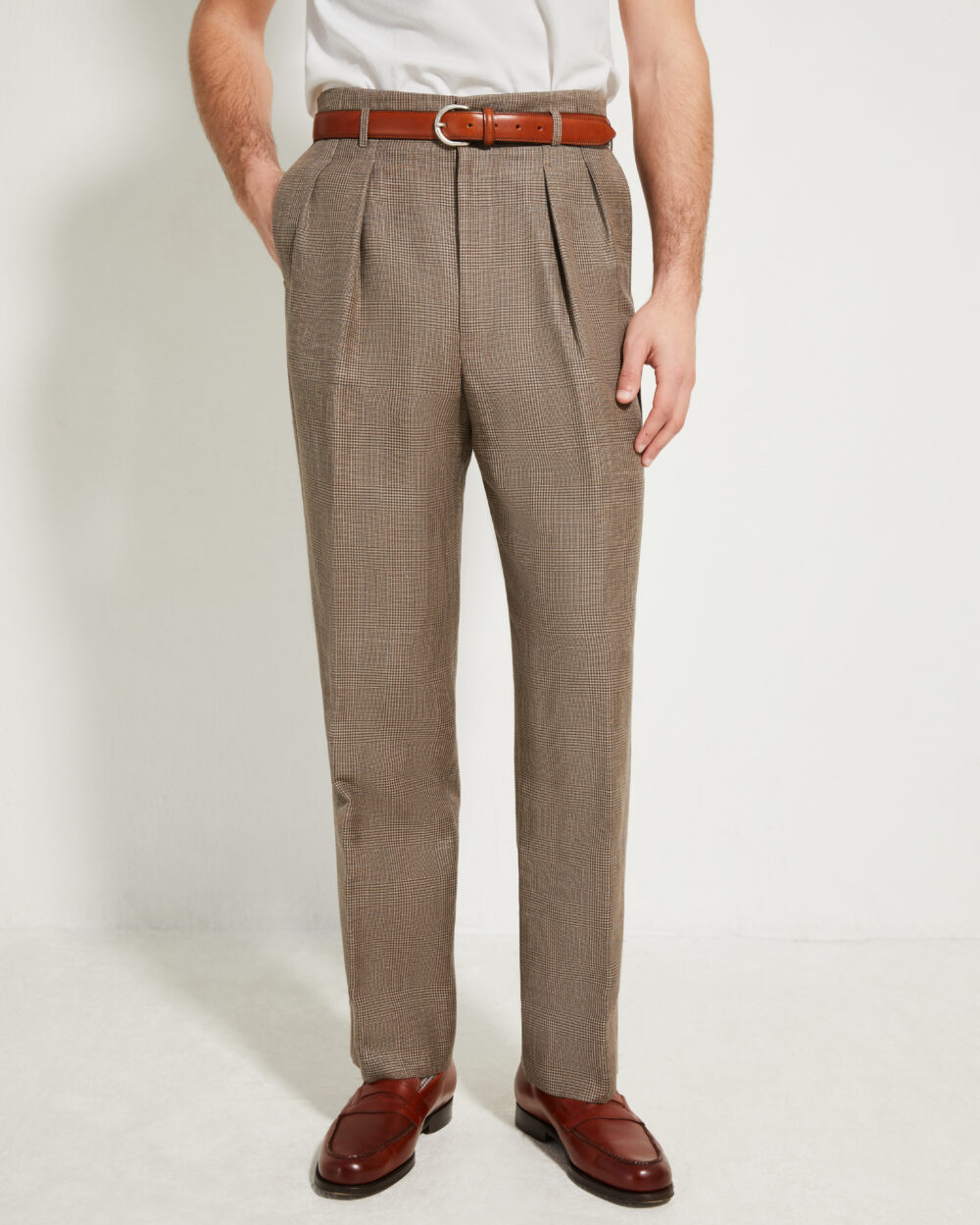 Hollywood Trousers / Wool & Linen Prince of Wales