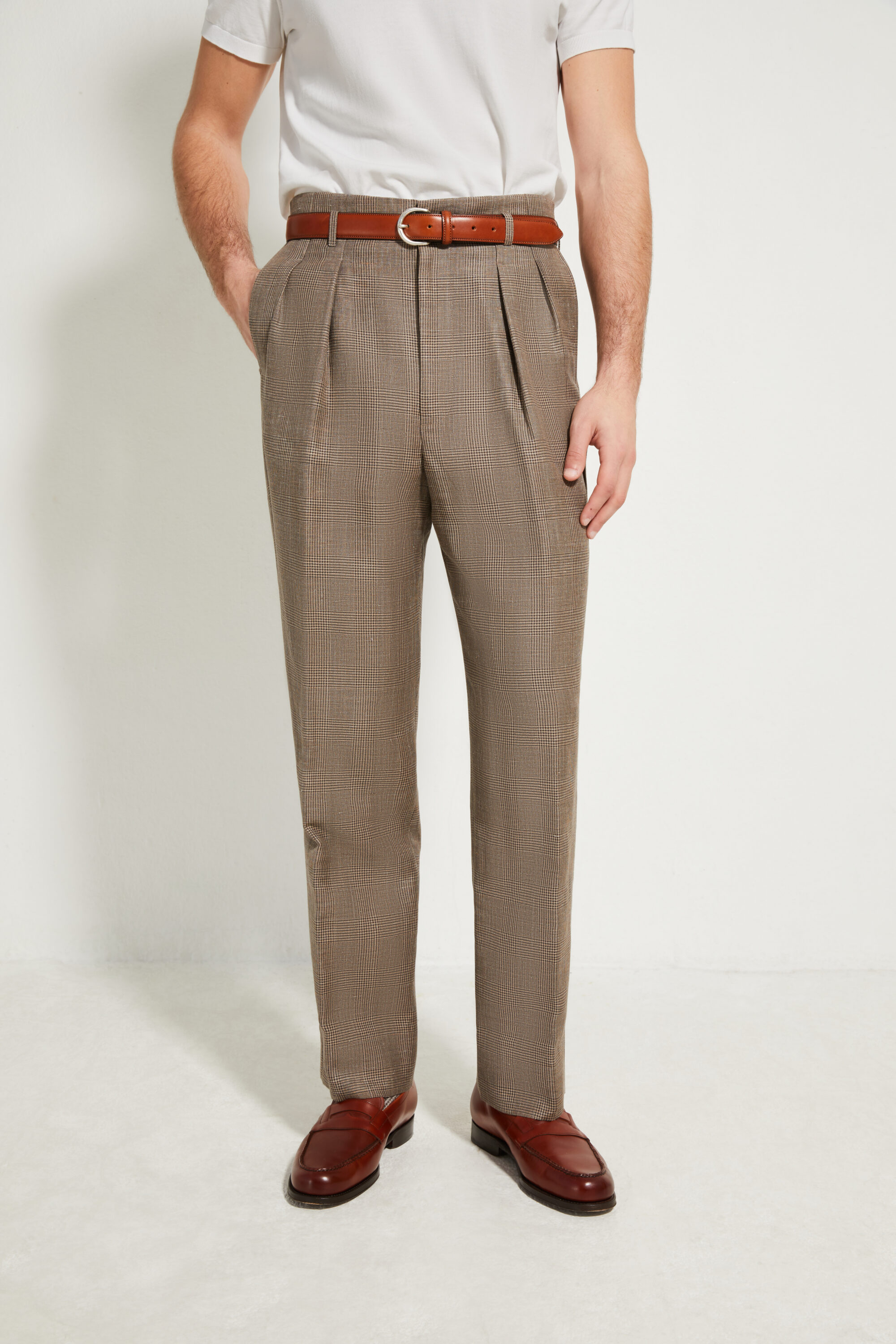 Hollywood Trousers / Wool & Linen Prince of Wales