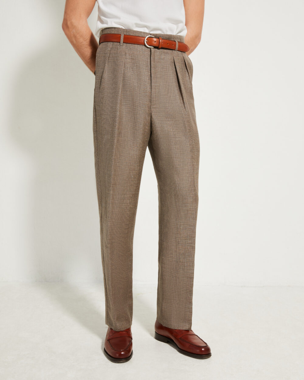 Hollywood Trousers / Wool & Linen Prince of Wales