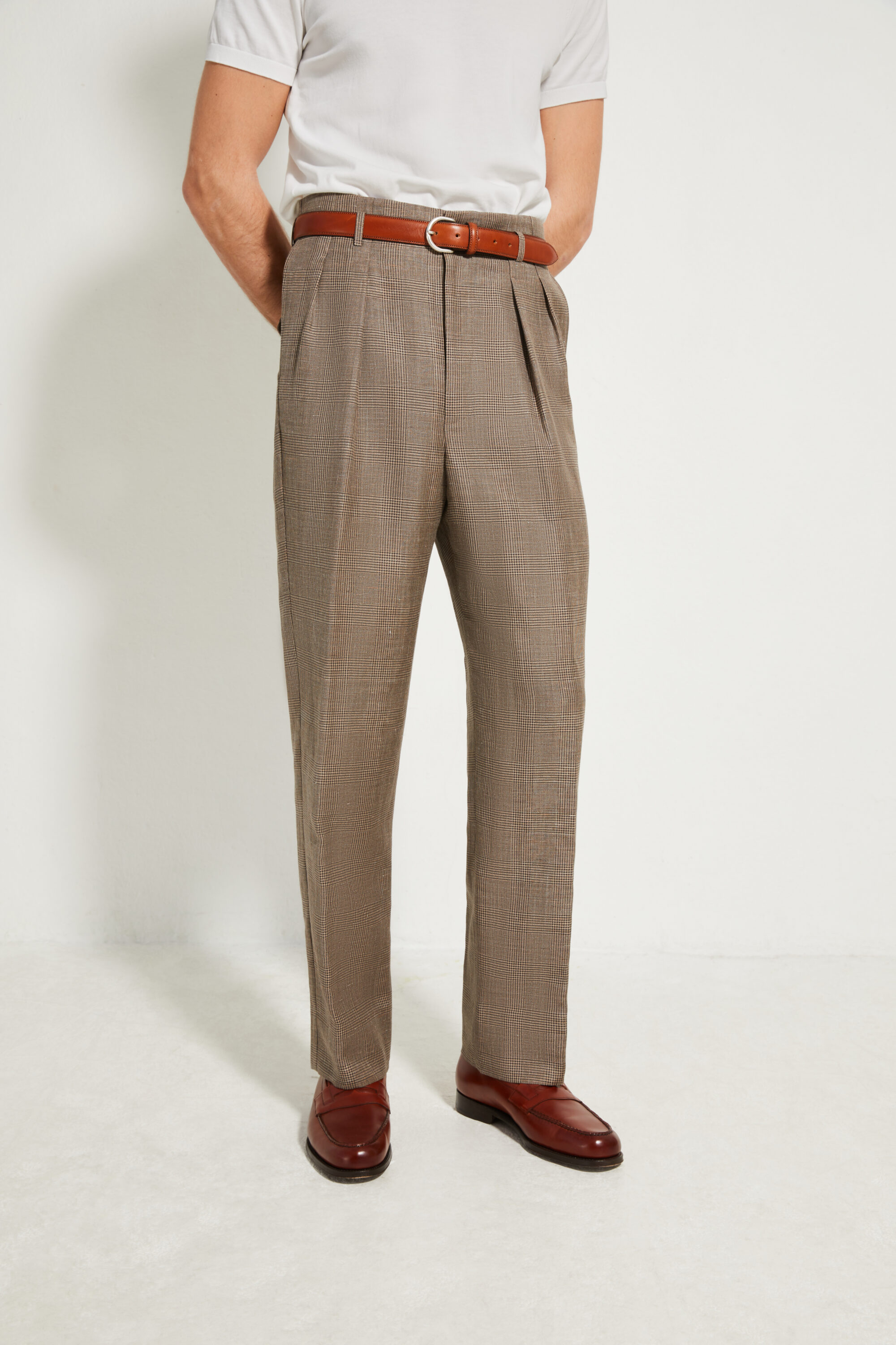 Hollywood Trousers / Wool & Linen Prince of Wales