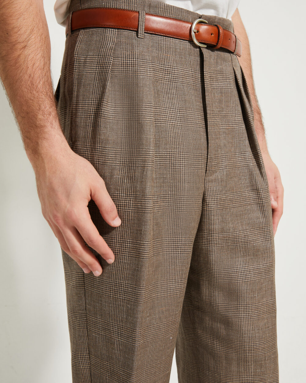 Hollywood Trousers / Wool & Linen Prince of Wales