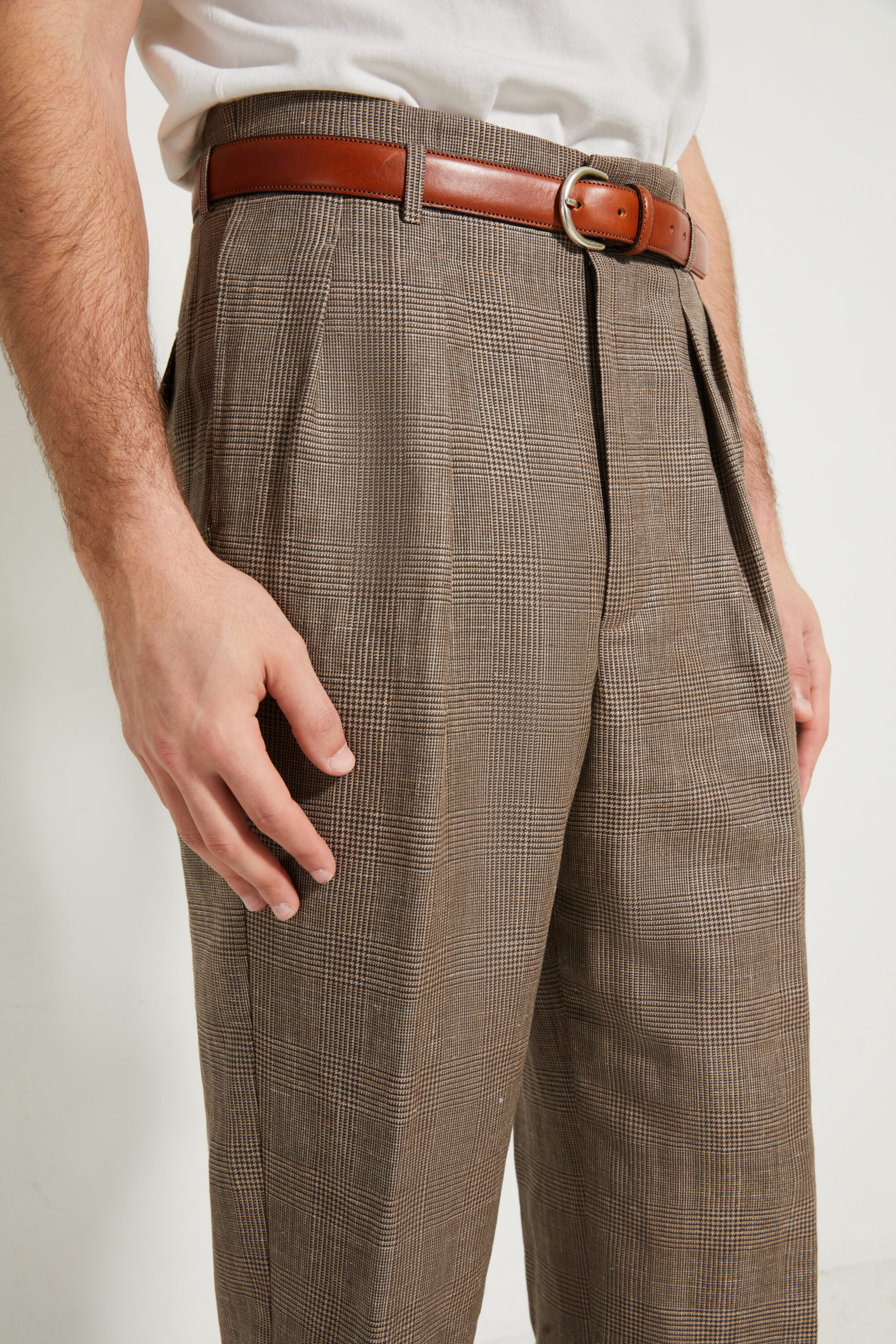 Hollywood Trousers / Wool & Linen Prince of Wales