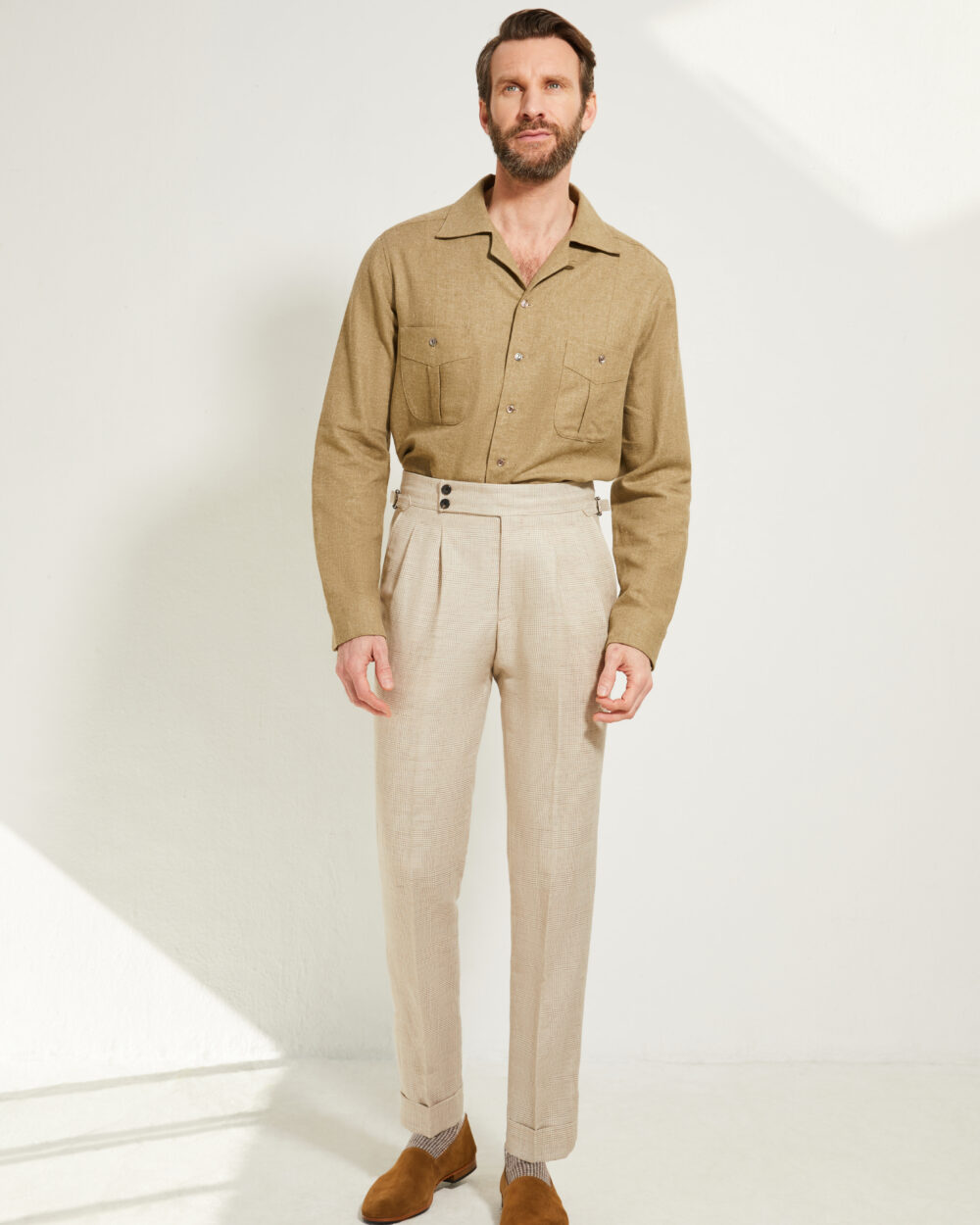 Pantalon Coupe Deux Pinces / Prince de Galles Laine & Lin