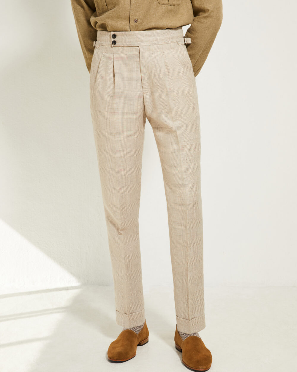 Pantalon Coupe Deux Pinces / Prince de Galles Laine & Lin