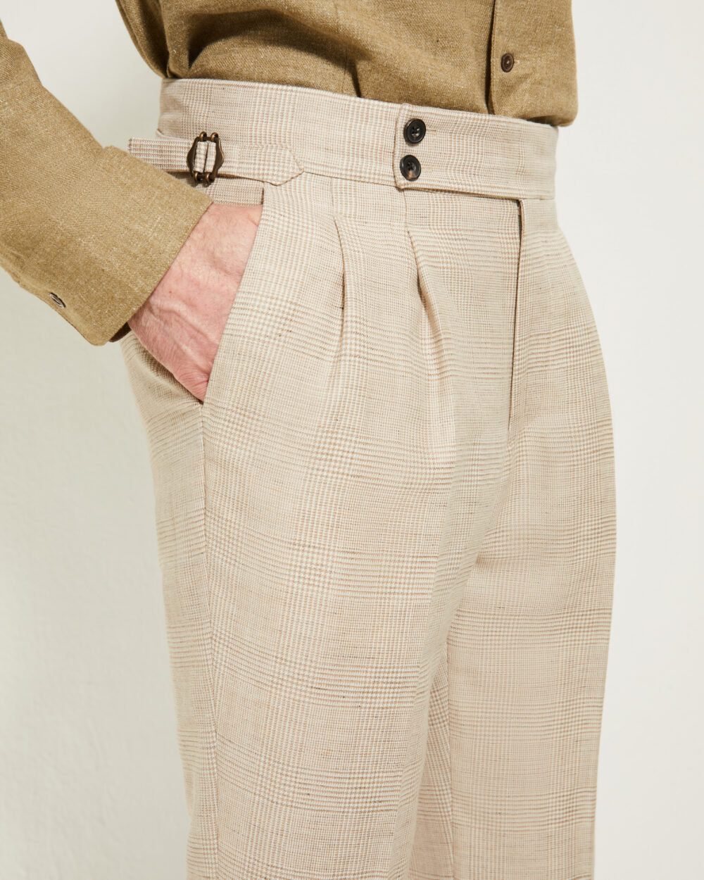 Pantalon Coupe Deux Pinces / Prince de Galles Laine & Lin