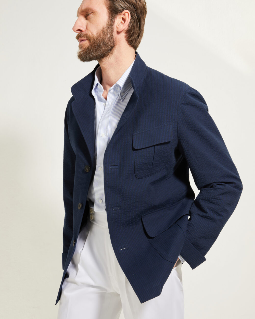 Flap-Pocket Maubourg Jacket / Seersucker