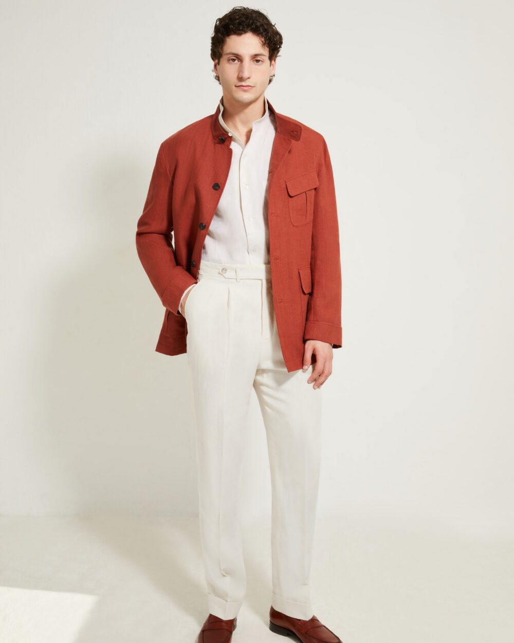 One Pleat Cut Trousers / Linen