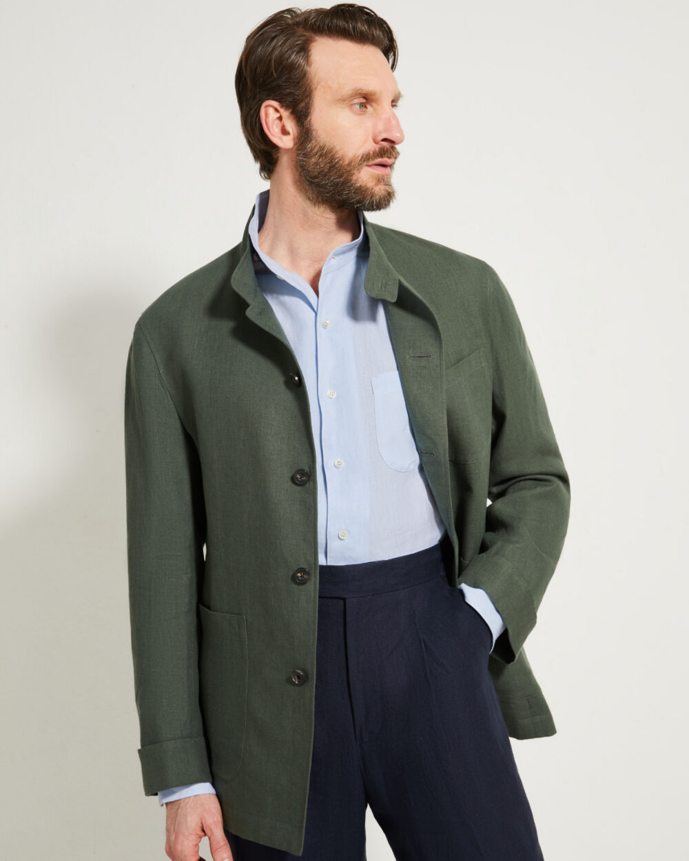 One Pleat Cut Trousers / Linen