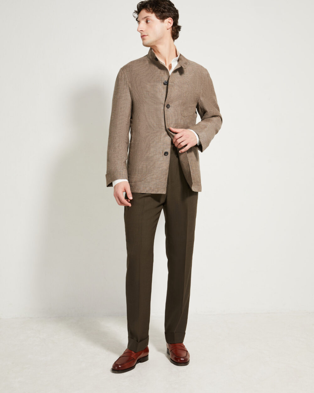 Maubourg Jacket / Wool & Linen Prince of Wales