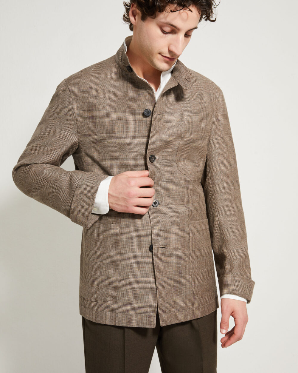 Maubourg Jacket / Wool & Linen Prince of Wales