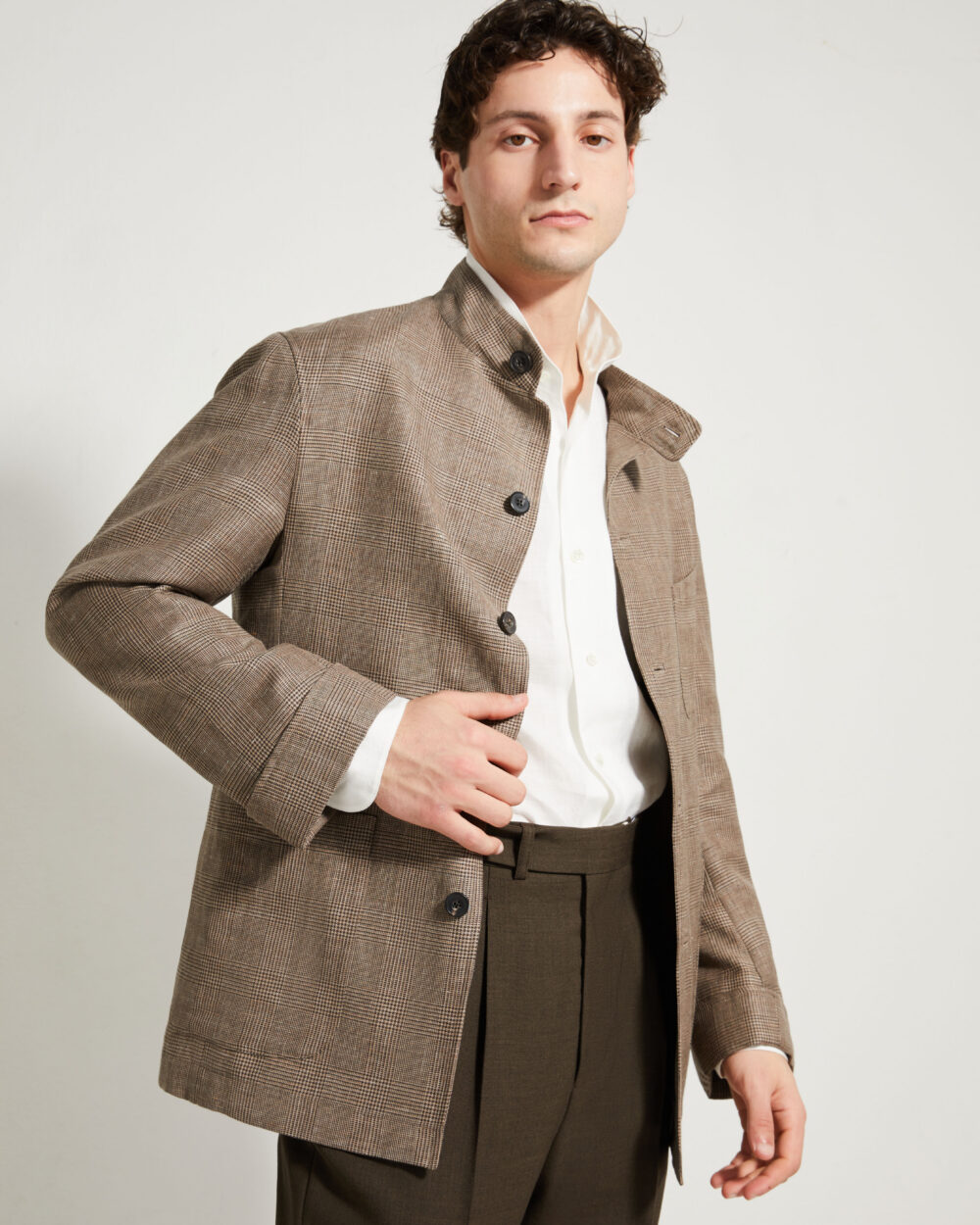 Maubourg Jacket / Wool & Linen Prince of Wales