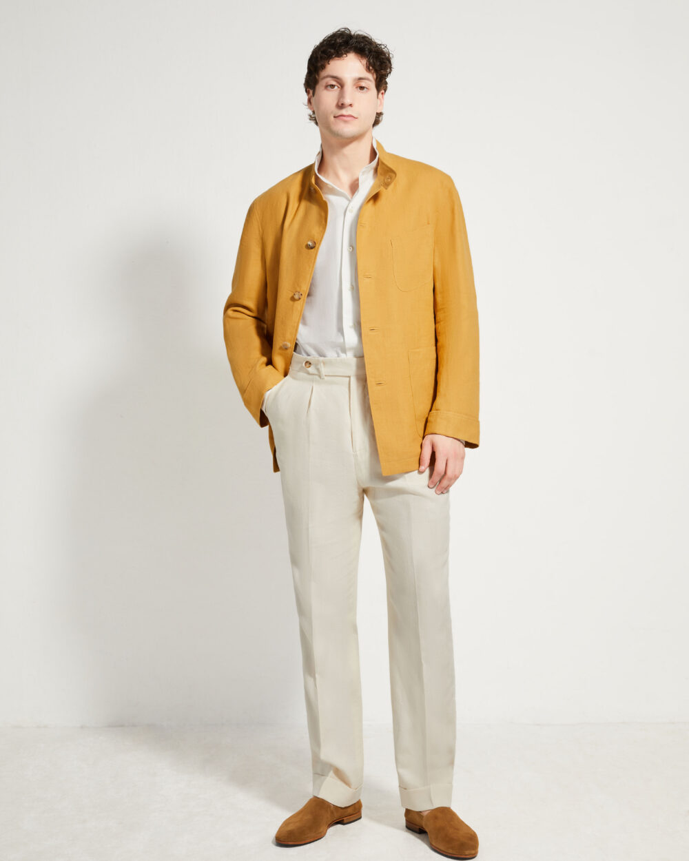 One Pleat Cut Trousers / Linen
