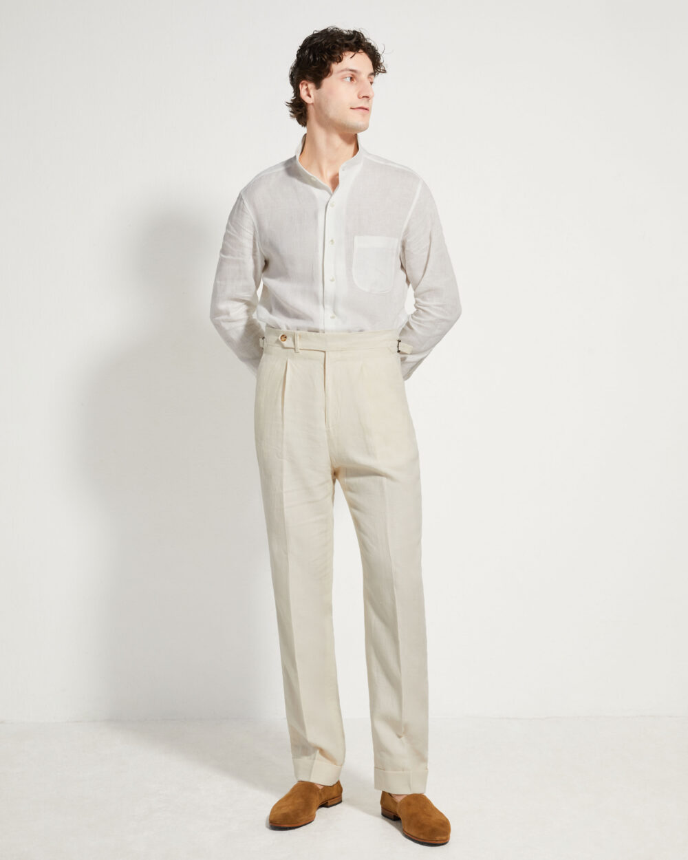 One Pleat Cut Trousers / Linen