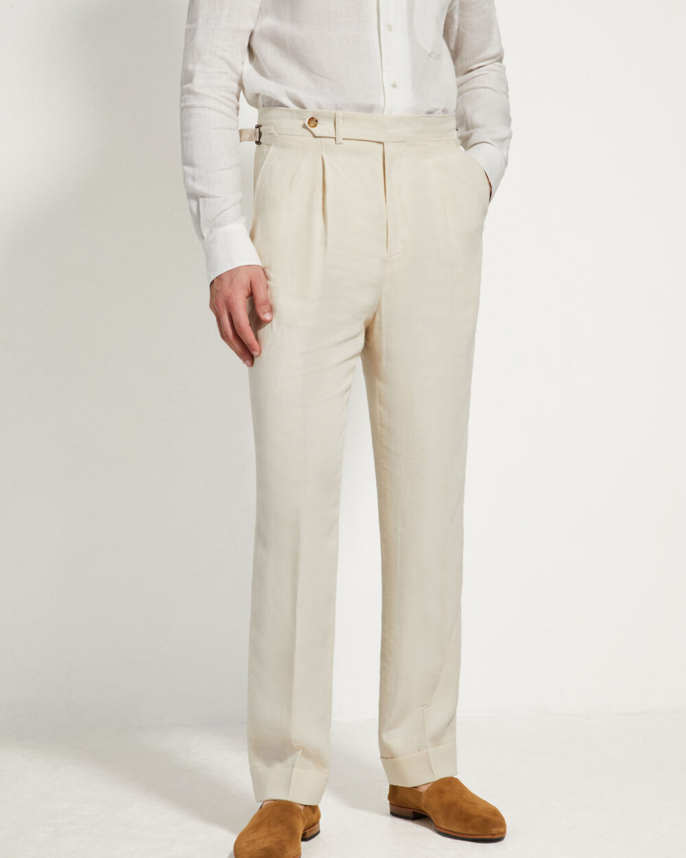 One Pleat Cut Trousers / Linen