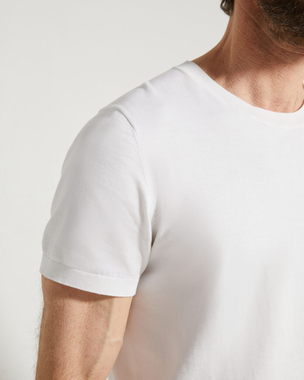 Fine gauge knit T-shirt / Cotton