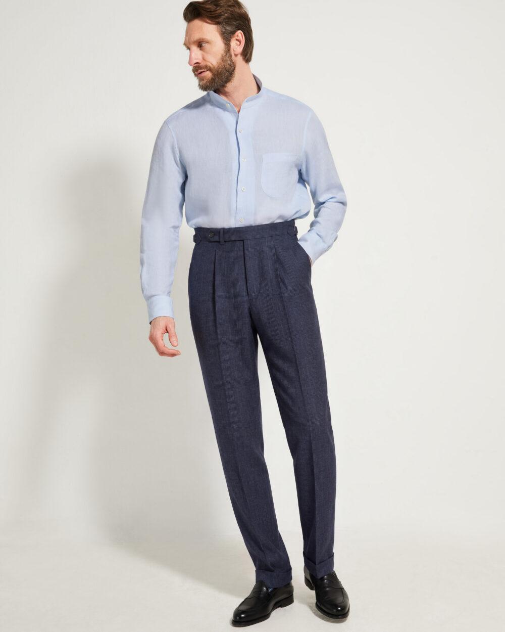 Pantalon Coupe Une Pince / Prince de Galles Laine & Lin